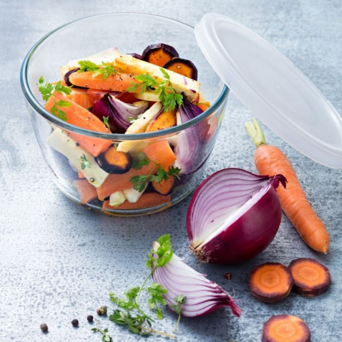 Vase termorezistente Ocuisine din sticlă pentru gătit la cuptor, diverse forme și capacități Rotund