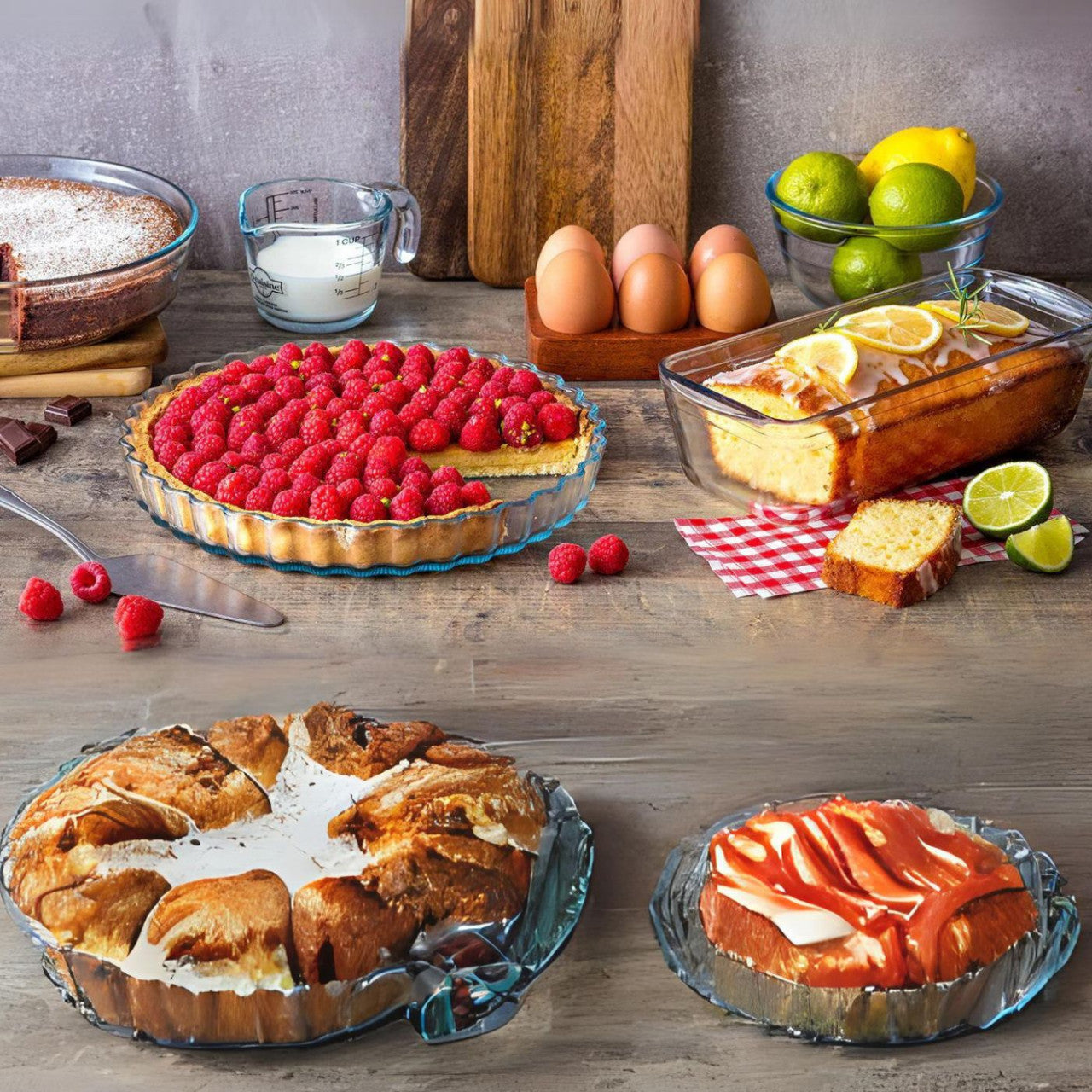 Vase termorezistente Ocuisine din sticlă pentru gătit la cuptor, diverse forme și capacități Rotund