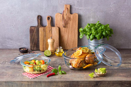 Vas termorezistent cu capac Ocuisine, Glassware Range, sticlă rezistentă