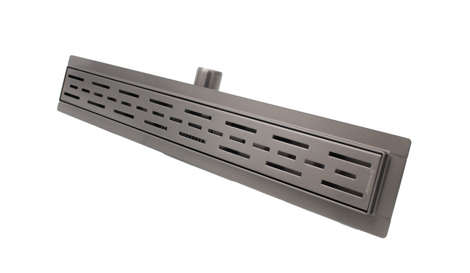Rigolă de duș din inox CLASSIC GRAY 500 × 70 mm cu evacuare orizontală Ø 40
