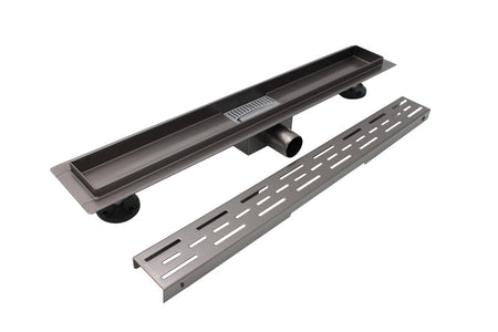 Rigolă de duș din inox CLASSIC GRAY 500 × 70 mm cu evacuare orizontală Ø 40