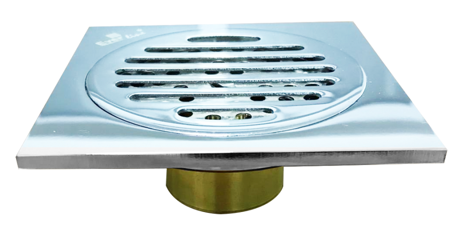Sifon pardoseală cu ventil din alamă și capac din inox de 10 × 10 cm cu ieșire Ø40