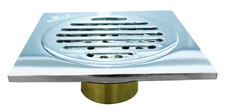 Sifon pardoseală cu ventil din alamă și capac din inox de 10 × 10 cm cu ieșire Ø40