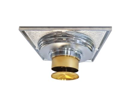 Sifon pardoseală cu ventil din alamă și capac din inox de 10 × 10 cm cu ieșire Ø40