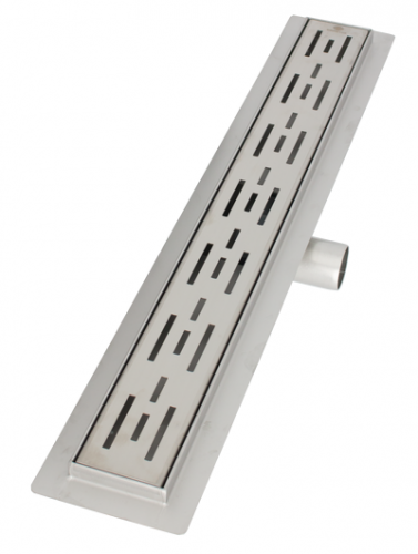 Rigolă de duș din oțel inoxidabil 900 × 70 mm cu evacuare orizontală Ø 40 și obturator de miros