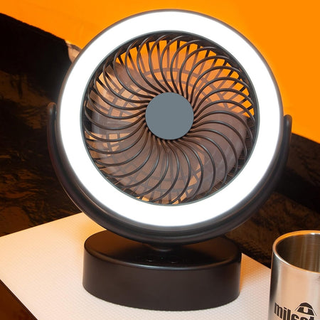Ventilator de birou portabil cu încărcare USB și lumină LED YJ-5590