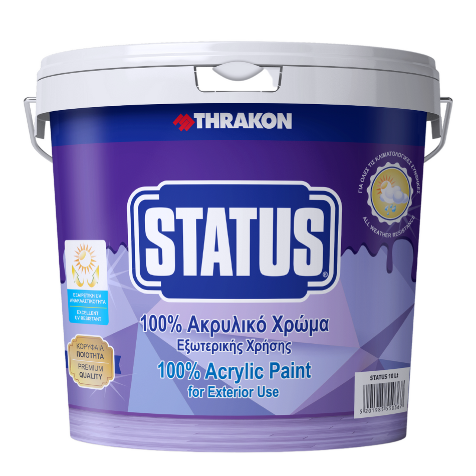 Vopsea acrilică de exterior Thrakon Status, 100% Acrylic Paint, baza P, 1 L