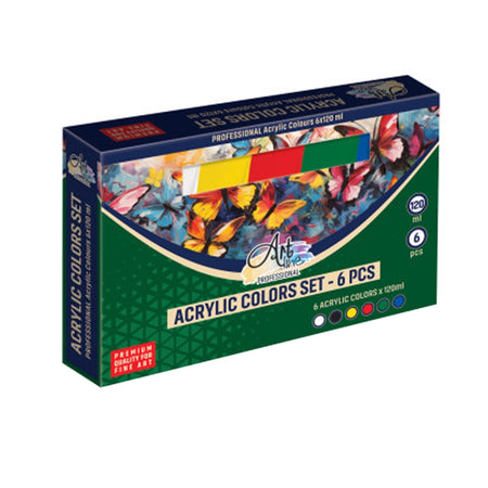 Vopsea acrilica profesionala, 120 ml, 6 cul/set - ARTLINE