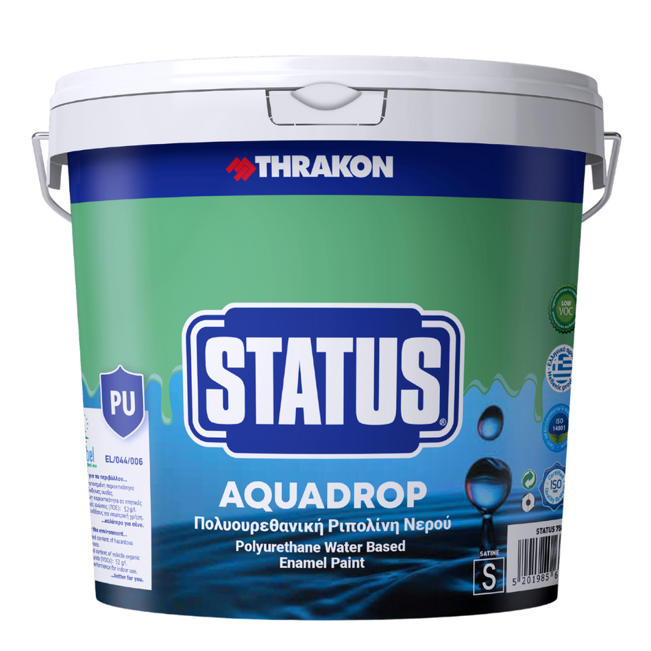 Vopsea email ecologică Thrakon Status Aquadrop, pe bază de apă, baza T, 2.25 L