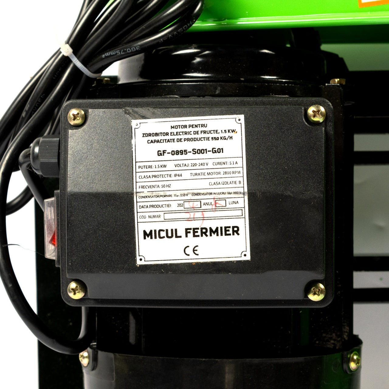 Zdrobitor electric de fructe 1.5 kW, 2800 RPM, productiv 300-550 kg/h, Micul Fermier GF-0895-S001-G01
